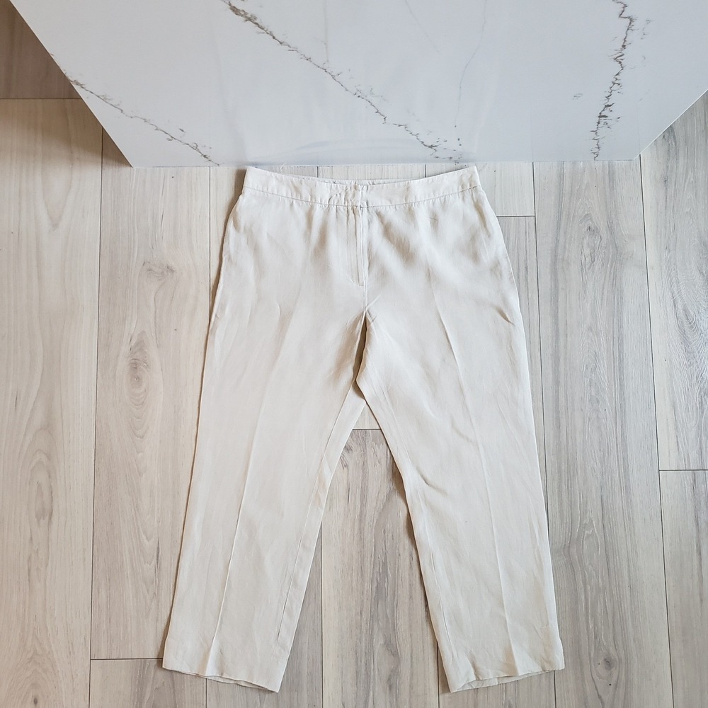 Brooks Brothers Pants Womens 10 Natural Irish Linen Crop
